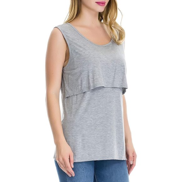 SMALLSHOW Sleeveless Maternity Nursing Tank Top Black Size MEDIUM (Small Show) - Picture 4 of 8